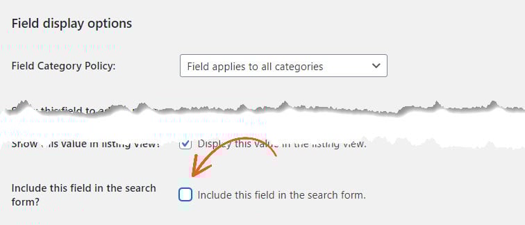 Field search form setting
