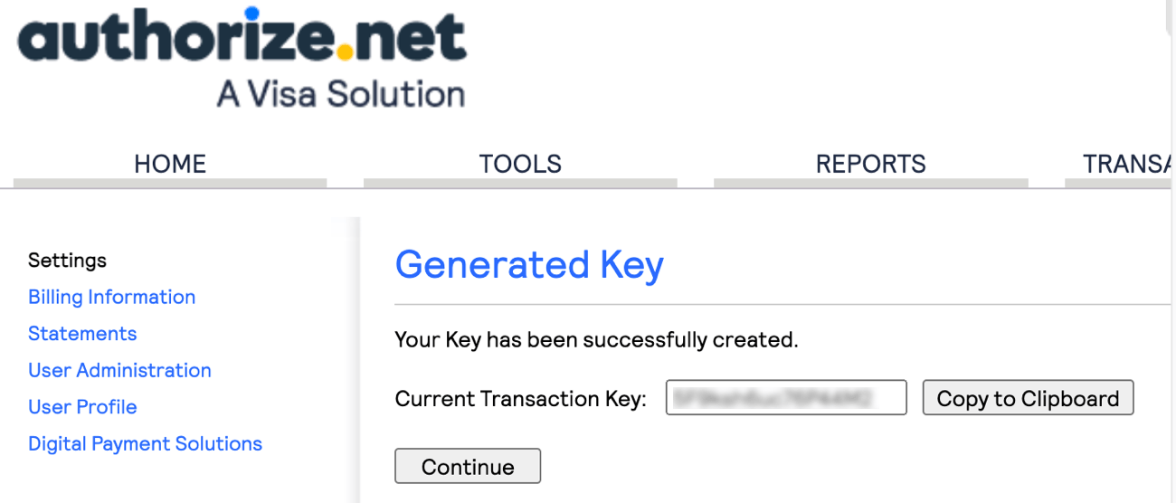 Authorize.net Transaction Key